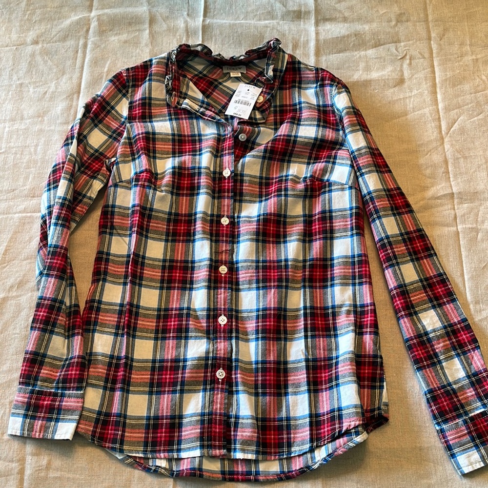 Jcrew plaid shirt- adorable collar